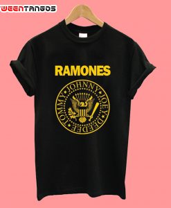 ramones t-shirt logo black yellow