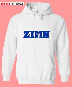 white duke zion logo hoodie