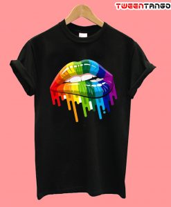 Lesbian Rainbow Lips Pride Women Short Sleeve Tshirt