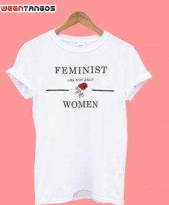 Letter & Rose Print Ringer Feminist T-Shirt
