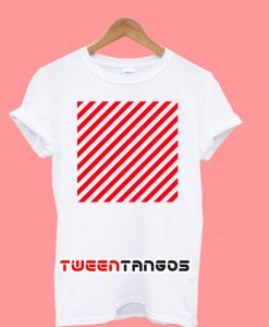 Red And White Diagonal Stripes T-Shirt