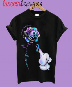 Never Give Up Elephant With Rose Suicide Prevention Awareness T-shirt