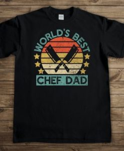World’s Best Chef Dad T-shirt for Men, Vintage Funny Cooking Lover Father’s Day Gift Tshirt, Chef Knives Graphic Tee Shirt