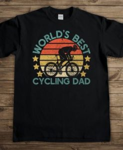 World’s Best Cycling Dad T-shirt for Men, Vintage Funny Cyclist Father’s Day Gift Tshirt